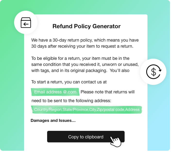 Free Shopify Returns Policy Generator online & Template Pipiads