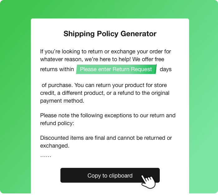 Free Shopify Shipping Policy Generator online Template Pipiads