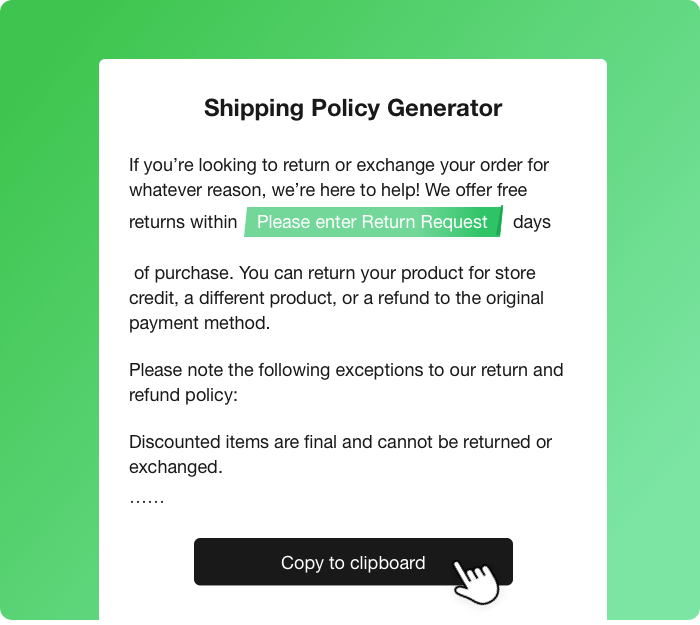 Free Shopify Shipping Policy Generator online & Template Pipiads